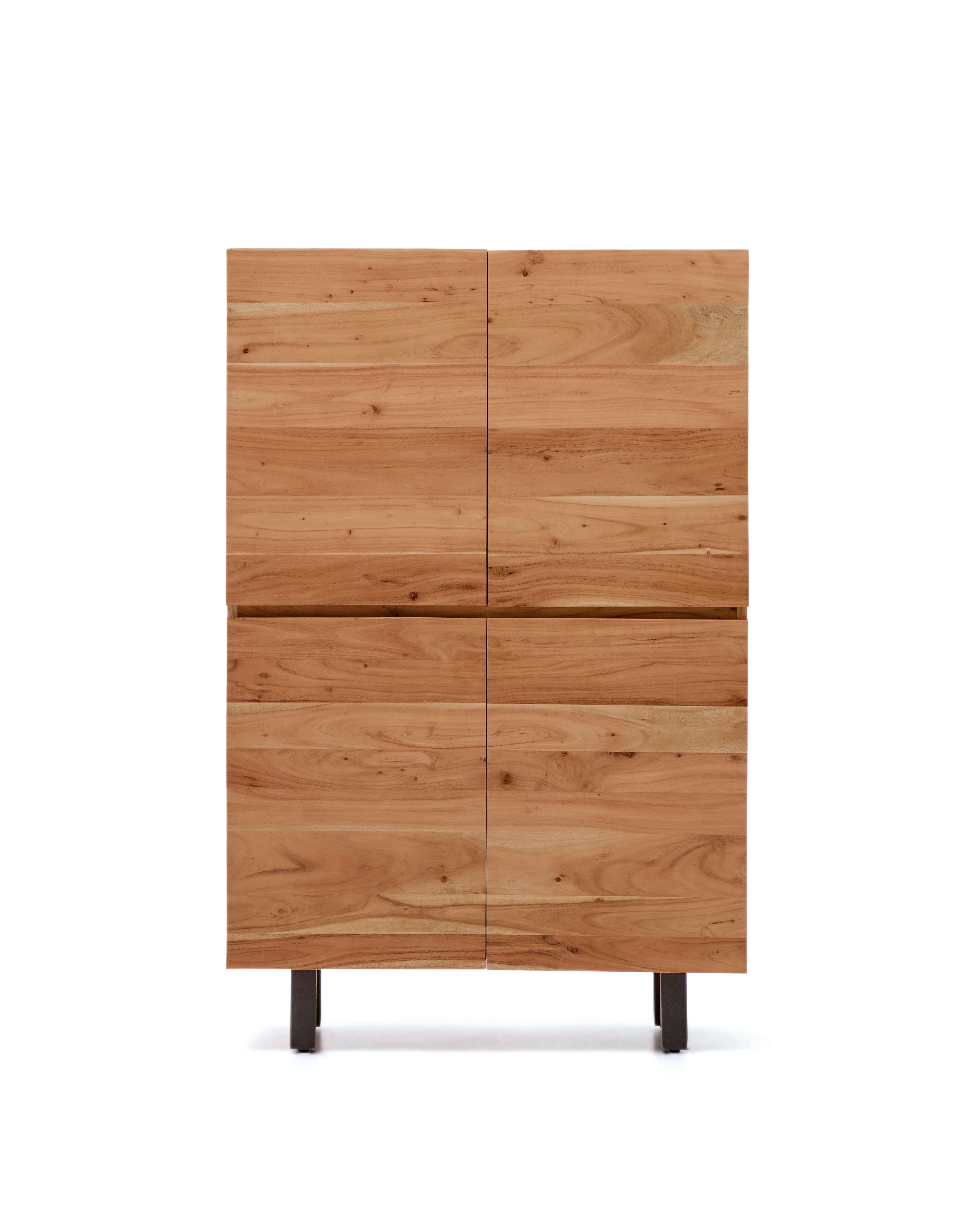 Sort Uxue Høj Låger Hylder Akacietræ Med Bleget Finish Stål Kave Home Skænk - 8447305043394