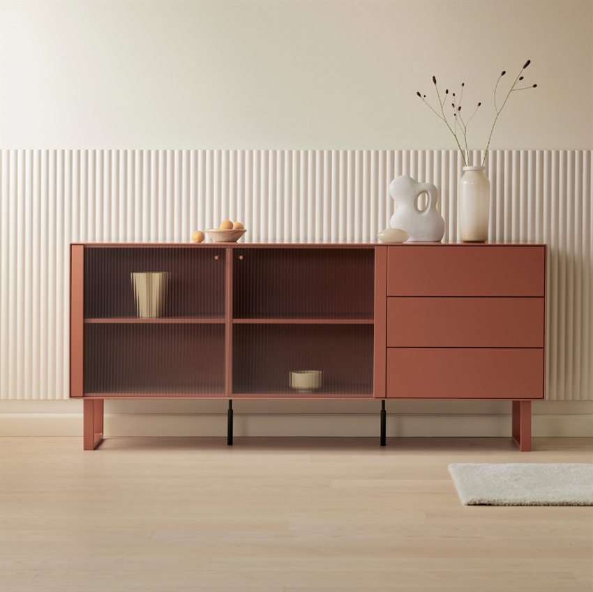 Edge Hammel Skab Ant Red Med Riflet Glas Edge By Hammel Reol