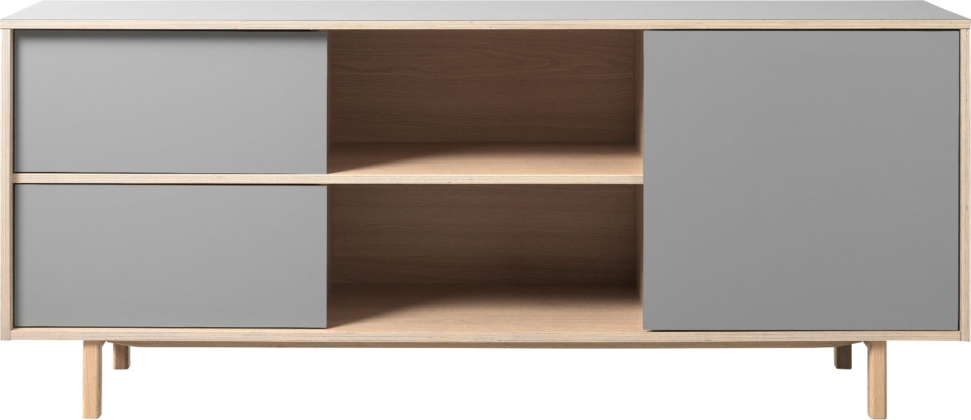 Natur Buffetskab Bilbao Egetræ & Grå Hpl Døre H75b180d45 Nordique Design Skænk - 5704745087634