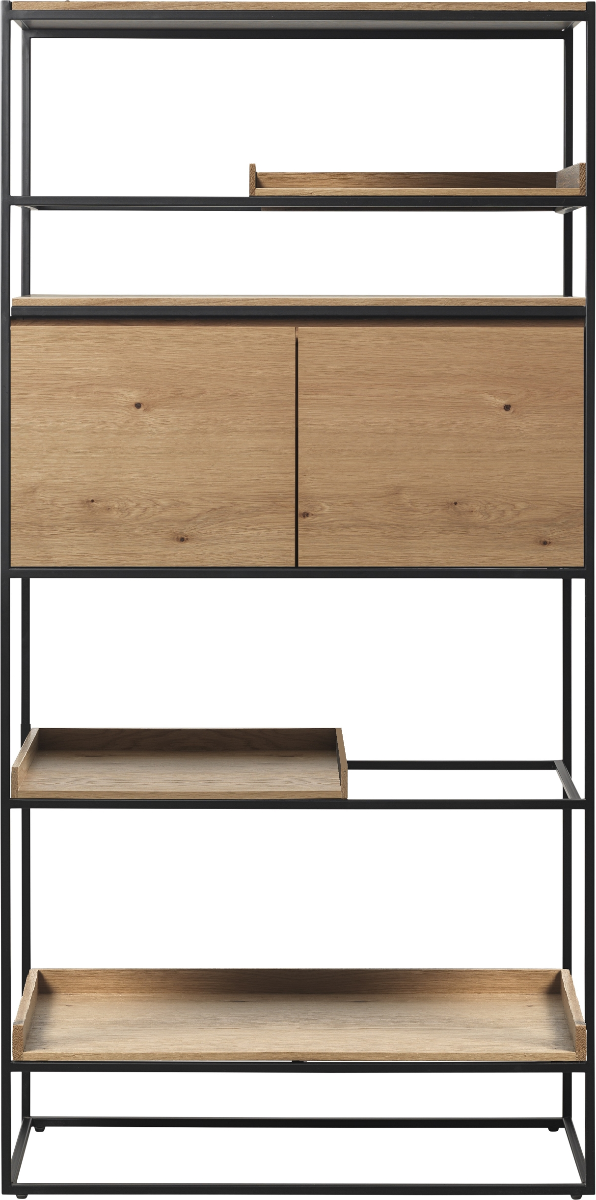 Sort Rivoli Egetræ Natur Metalramme Nordisk Opbevarings Med Låger Nordique Design Reol - 5704745096971