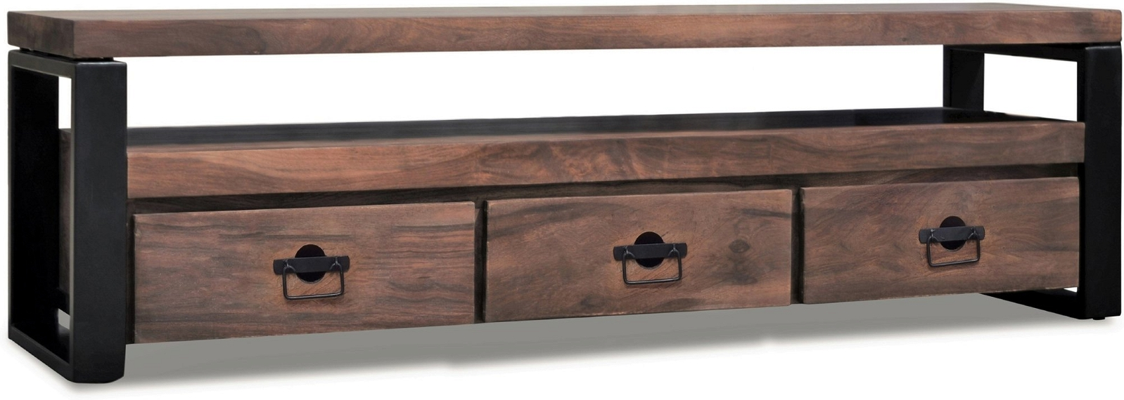 Sort Bord Hayfay Mørk Natur Rosentræ & Jernstel 175x40x50 Obuzi Reol