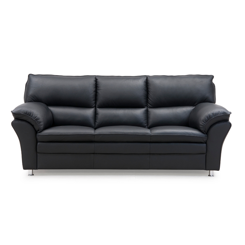 Sort Palma Personers Semi Spalt Læder Stål Ben Hjort Knudsen Sofa