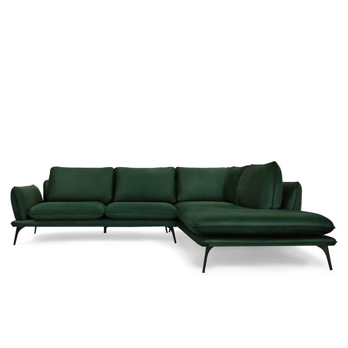 Grøn Portimao Hjørne Mørke Velour Højrevendt Sofa
