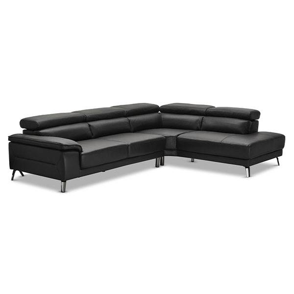 Sort Napoli Hjørne Med Vip Funktion Læder Højrevendt Sofa - 5714365007394
