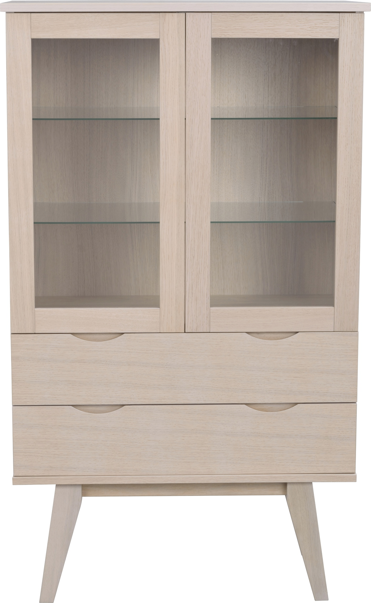 Hvid Filippa Kalket Egetræ Matlakeret 140x81x40 Med Justerbare Hærdede Glashylder Soft Close Skuffer Rowico Vitrineskab - 7340126516287