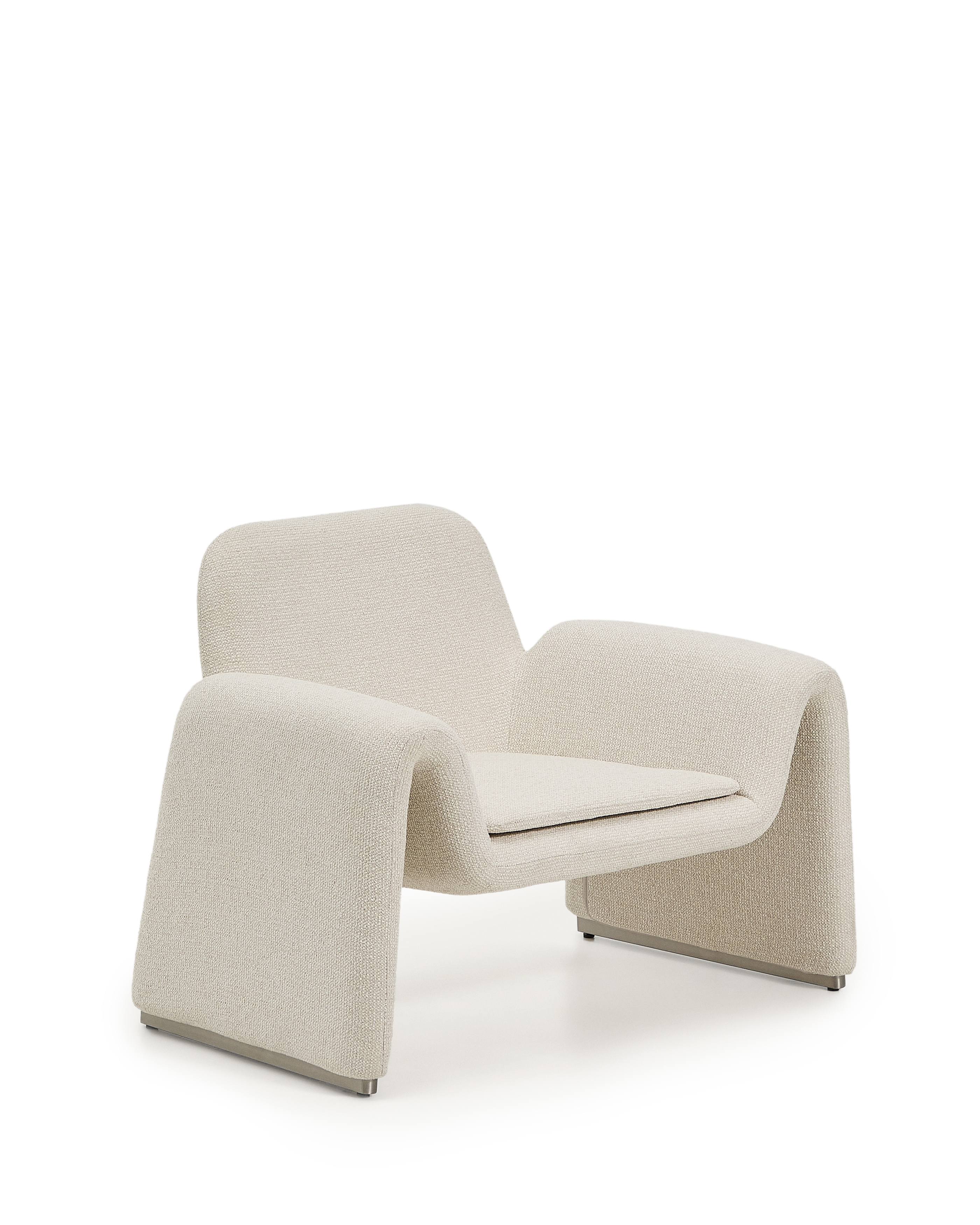 Beige Melvia Armlæn Chenille Stof Kave Home Lænestol - 8447305030684