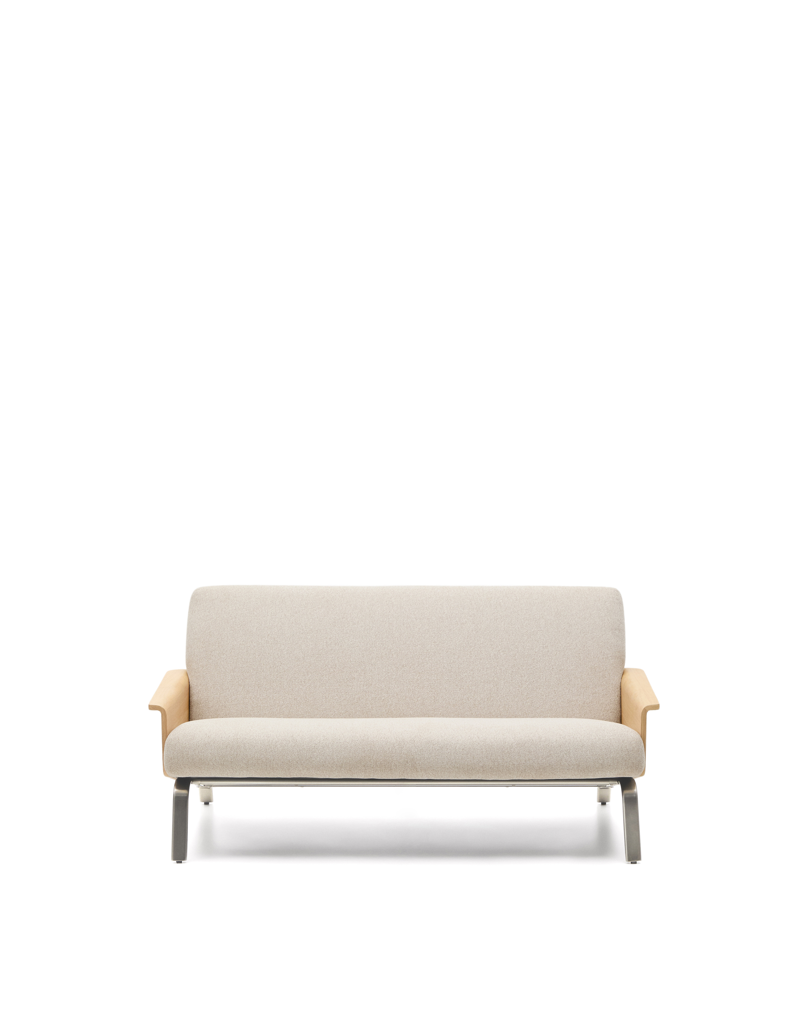 Beige Amsen Sitzer Farbenes Chenille Eichen Sperrholz Gebrsteter Edelstahl 150 Kave Home Sofa - 8447305073148