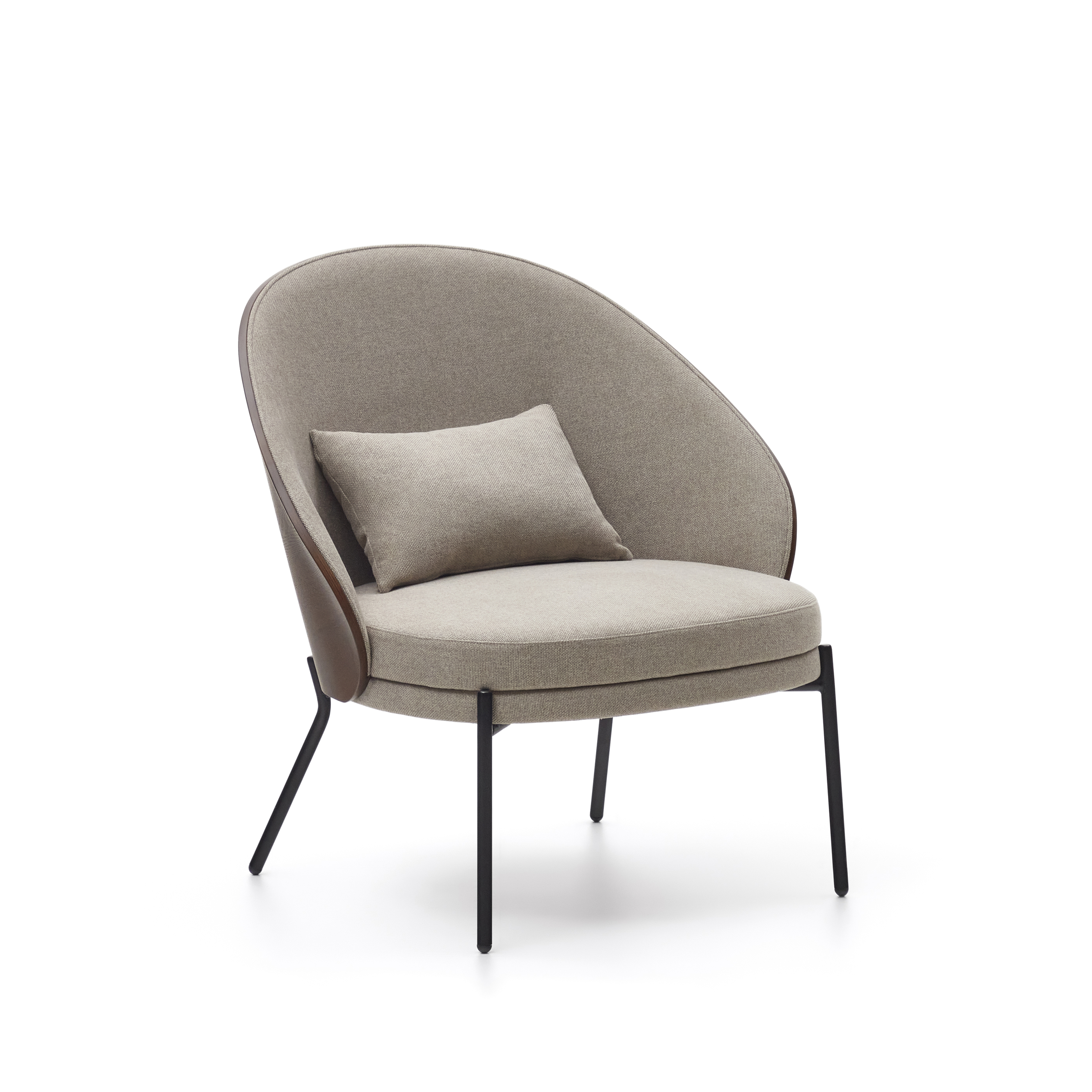 Sort Eamy Lysebrun Stof Brun Askefinr Stål Kave Home Lænestol - 8433840777504