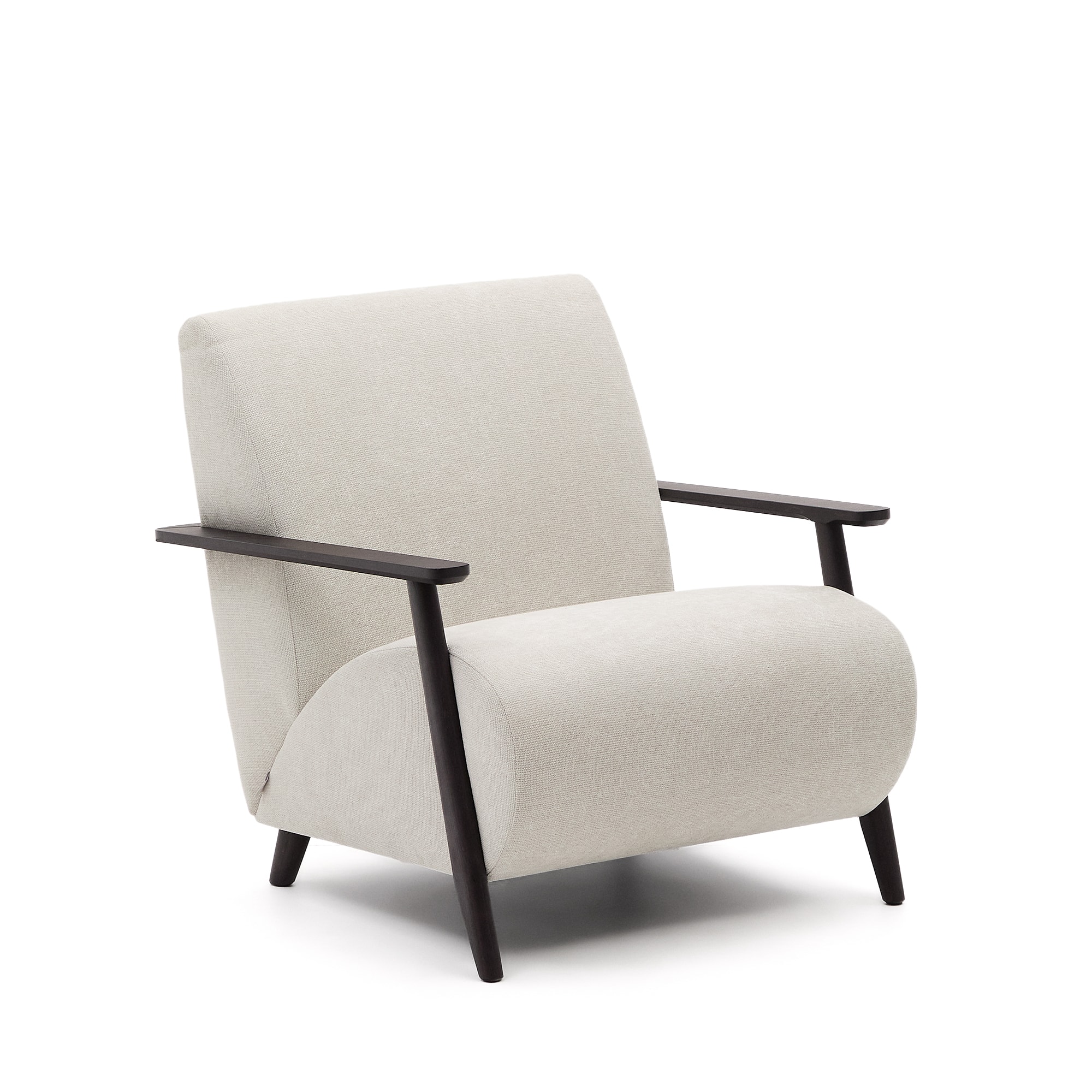 Meghan Armlæn Perlemor Chenille Wenge Finish Bøgetræ Kave Home Lænestol - 8433840987118