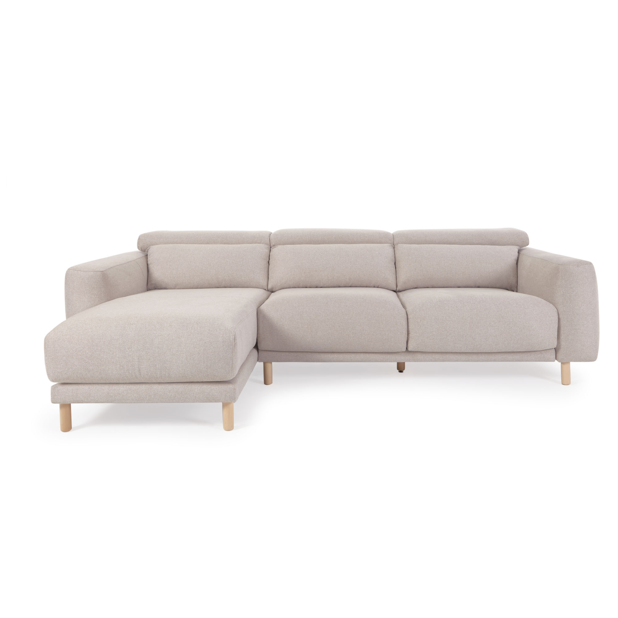 Beige Singa Pers Venstre Chaiselong Stof Natur Bøgetræ Kave Home Sofa - 8433840742595