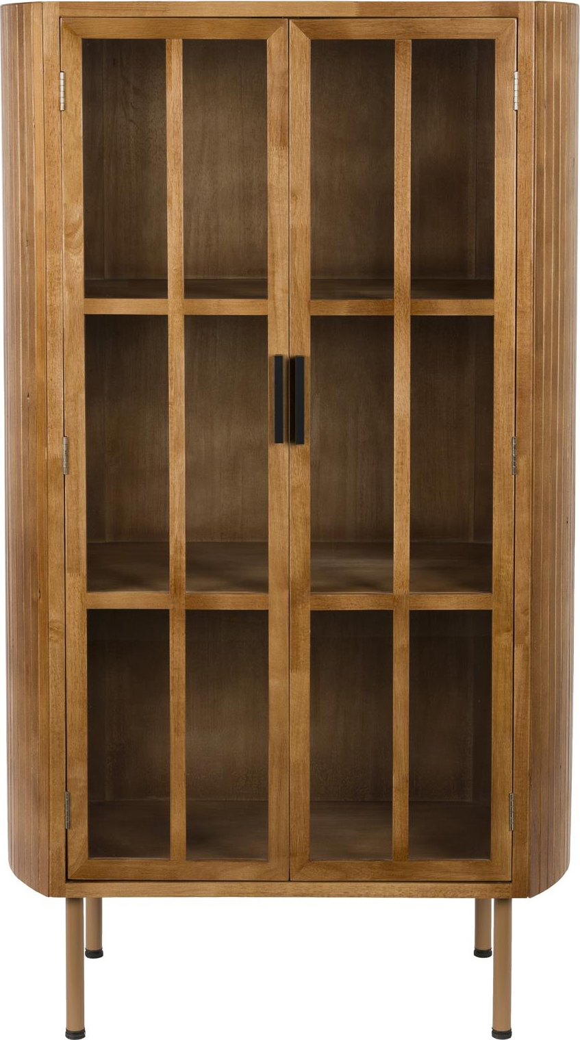 Hvid Udstillingsskab Yaz Mørkebrun Gummitræ 140x80x38 Studio White Vitrineskab - 8718548092235