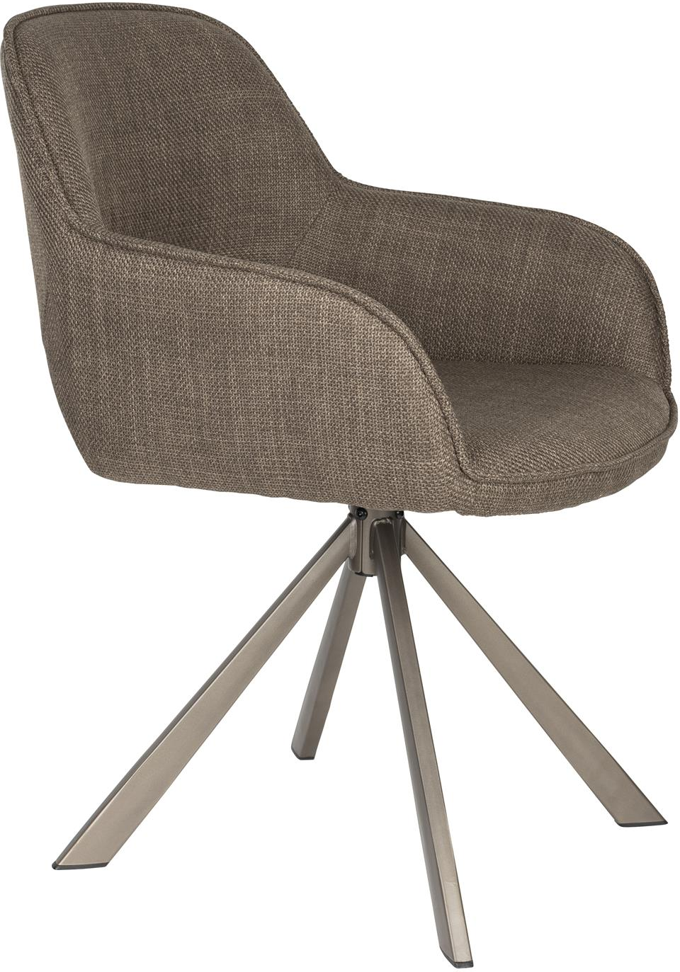 Hvid Spisebordsstol Toye Mudderbrun Polyester Polstret Jernstel Armlæn Drejelig Studio White Spisestol - 8718548100107