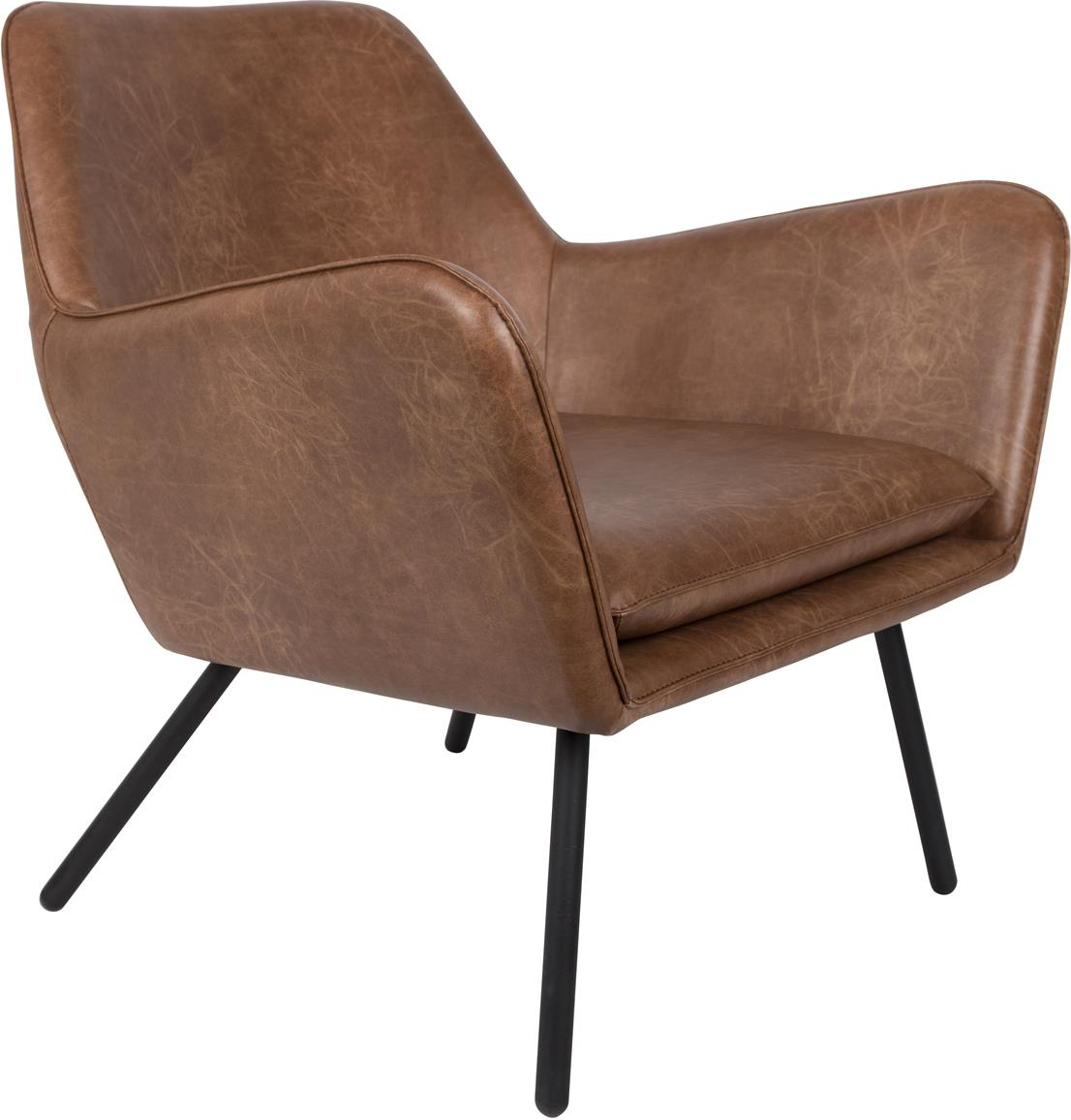 Hvid Loungestol Bon Valnødfarvet Stof Læder Med Skum Metalbase H78b80l76 Studio White Lænestol - 8718548030831