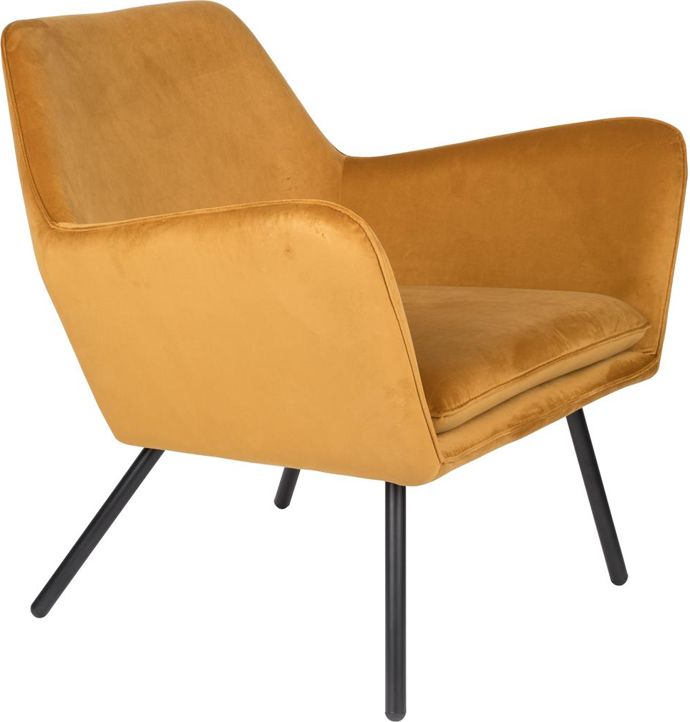 Hvid Loungestol Bon Karamel Stof Læder Metalbase 76x78x80 Studio White Lænestol - 8718548049680