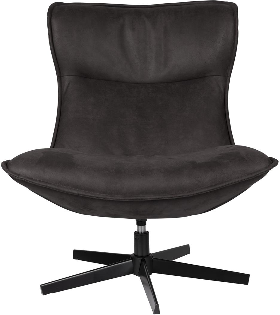 Hvid Loungestol John Antracit Læder 92x81 Drejelig Med Metalstel Studio White Lænestol - 8718548072077