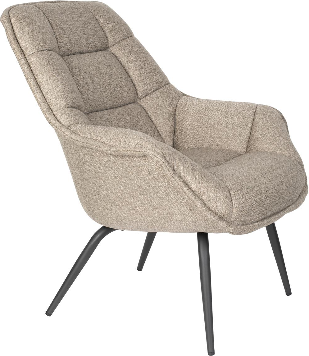 Hvid Loungestol Comfortable Stenlysgrå Polyesterstof Med Armlæn H92 B77 L85 Studio White Lænestol - 8718548074422