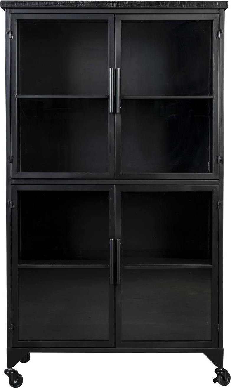 Sort Ferre H133 B35 L76 Kul Lakeret Fyrfinr Med Jernstel Studio White Vitrineskab - 8718548063730