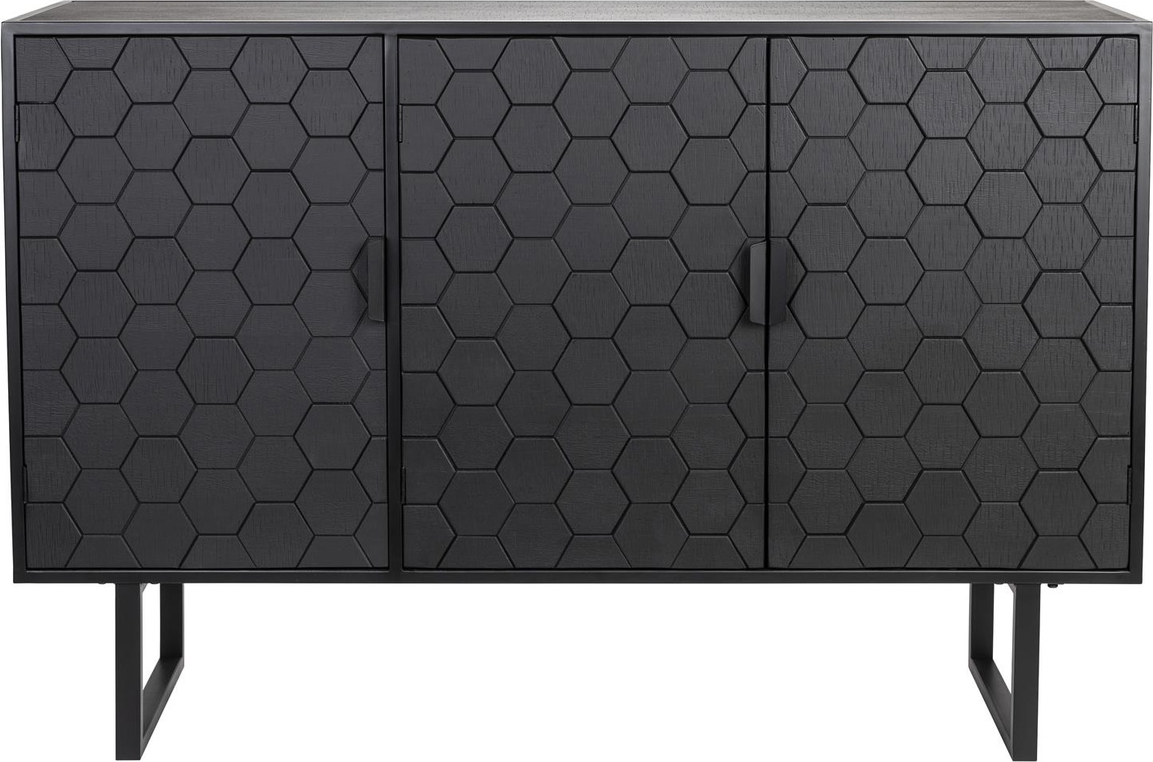 Hvid Linc Askegrå Grantræ Finr Med Hexagon Design H90xb135xd36 Studio White Skænk - 8718548085299