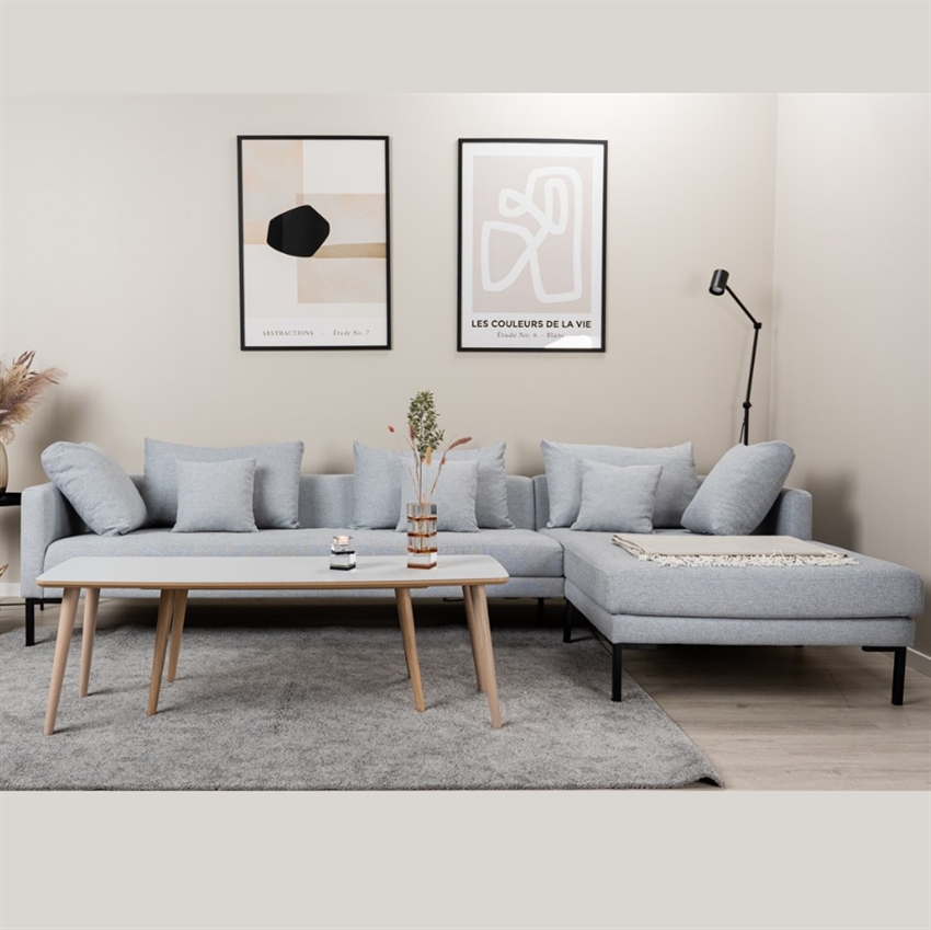 Milla Med Chaiselong Lysegrå Stof Nordic Design Sofa
