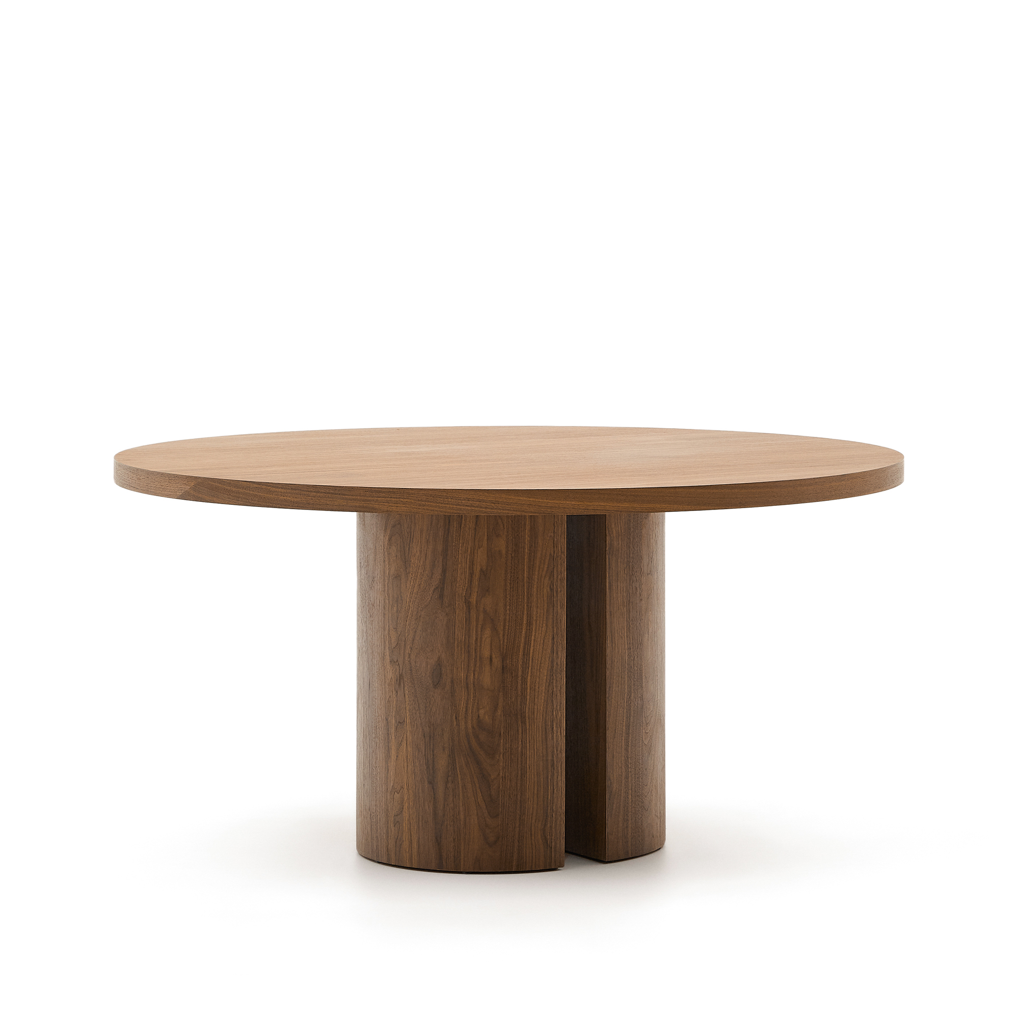 Brun Nealy Rund Mørk Valnøddefinr Ø150 Kave Home Spisebord - 8433840977218
