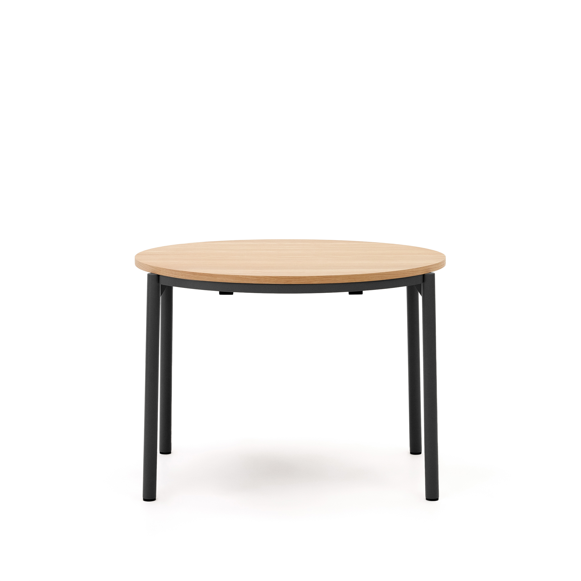 Sort Montuiri Udtræk Rund Natur Egefinr Stål Ø90 Kave Home Spisebord - 8433840896953