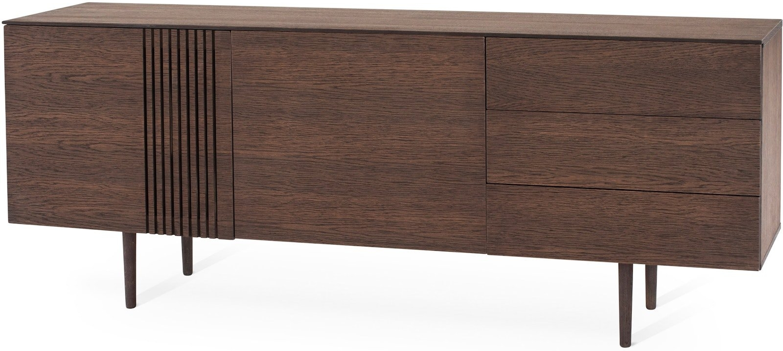 Røgbejdset Joel Finr Med Låger Tre Skuffer Aftagelige Hylder 180x42x70 Torkelson Skænk - 2000002200109
