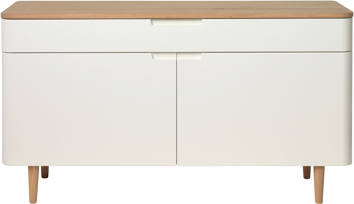 Hvid Sideboard Amalfi 76x140x44 Natur Egetræ & Mdf Skandinavisk Design Nordique Design Skænk - 5704745073477