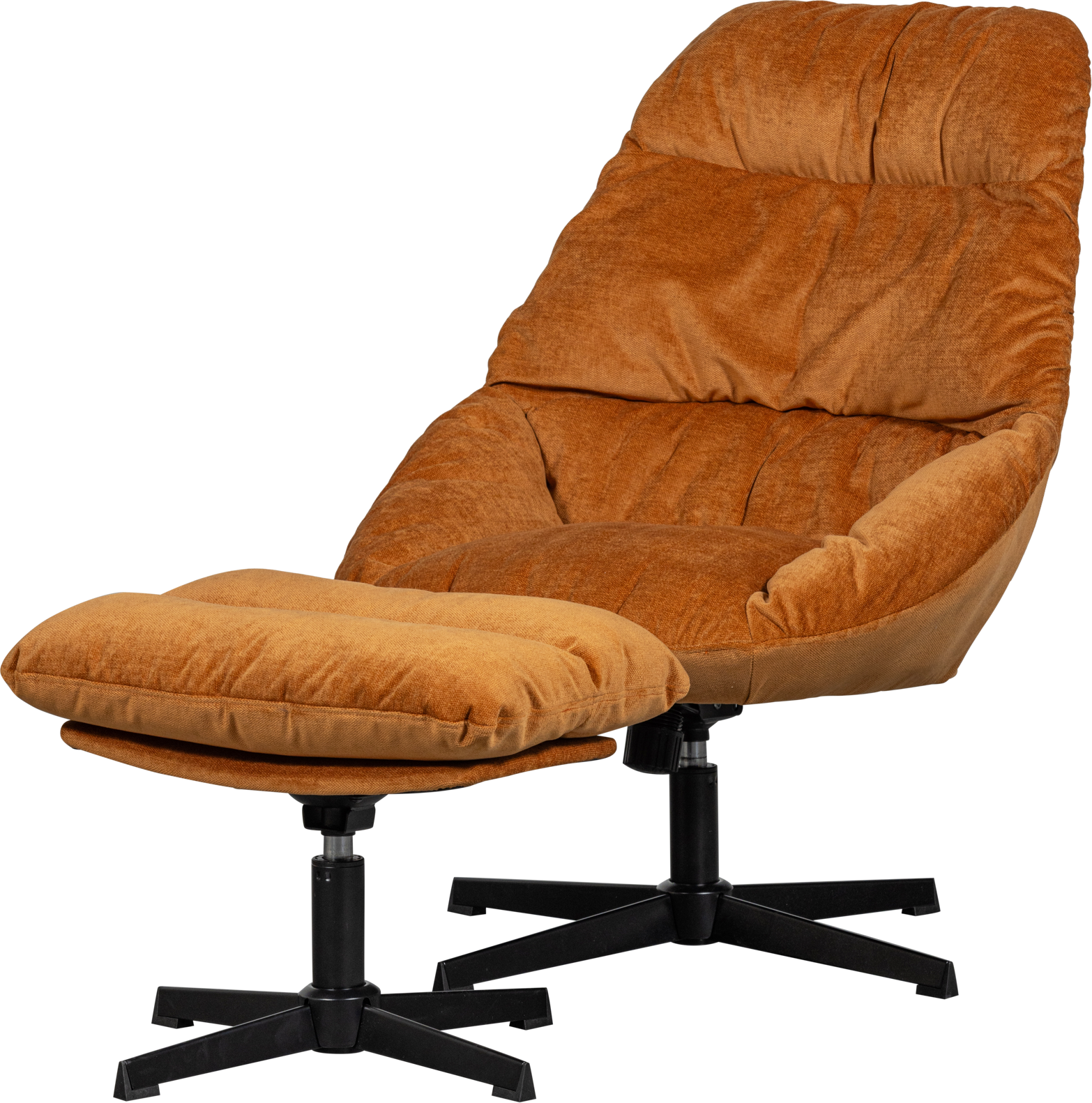 Rust Yaro Med Fodskammel Chenille 100 Polyester Metalstel Woood Lænestol - 8714713201129