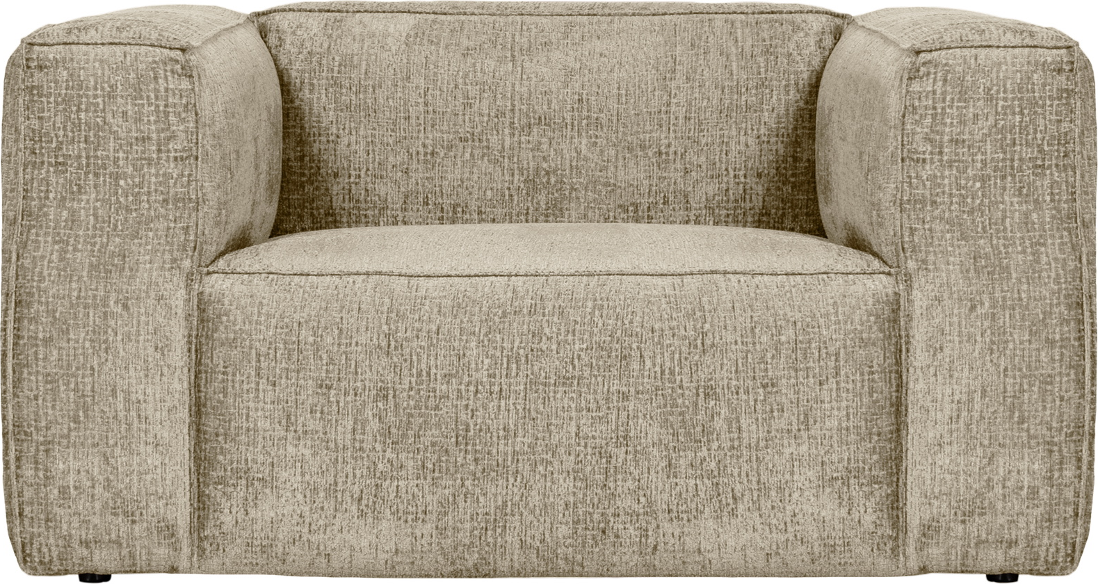 Creme Bean Polstret Strukturvelour H74 B98 L146 Woood Lænestol - 8714713189731