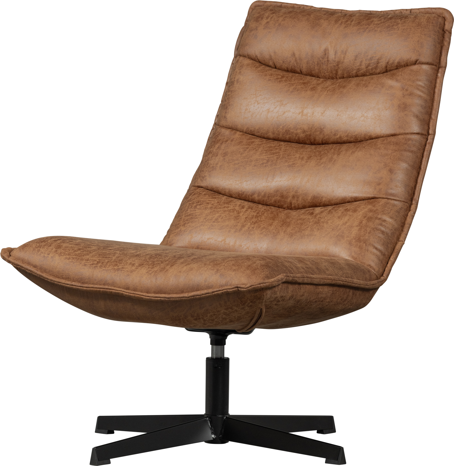 Cognac Collection Nika Drejelig Polyester Læderlook Metalbase Woood Lænestol - 8714713172603