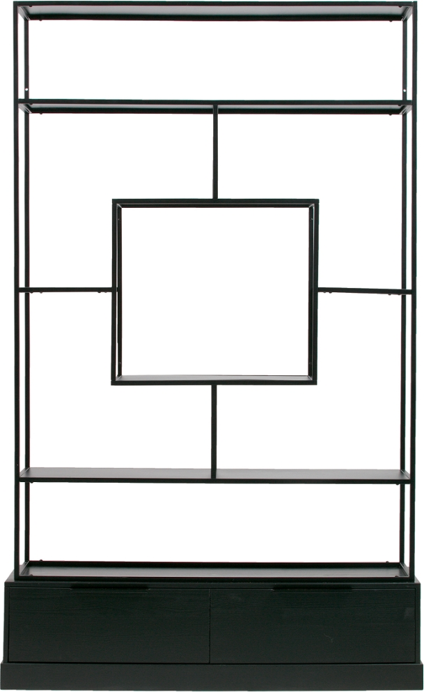 Sort Rumdeler & Exclusive Fons 204x126x38 Metal Træ Woood Reol - 8714713082834