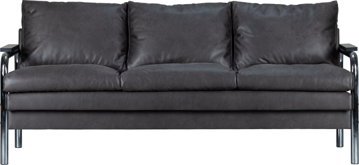 Sort Personers Loveseat Exclusive Tube Polyester Med Kromstel Woood Sofa - 8714713136988