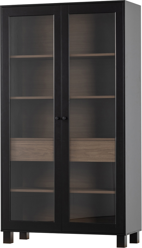Sort Goos Mat Varm Valnødsfiner H200b110d44 Hylder & Skjult Skuffe Woood Vitrineskab - 8714713148226