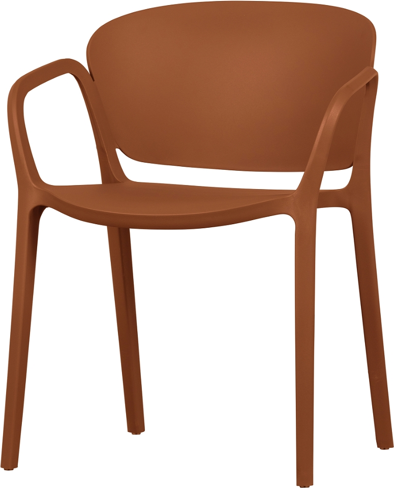 Terrakotta Spisebordsstol Med Armlæn Bent Plastik Stabelbar Woood Spisestol - 8714713153138
