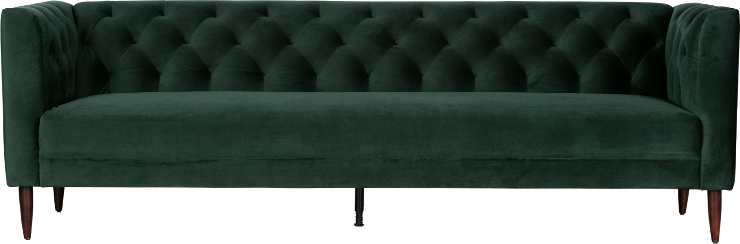 Grøn Personers Nisa Mørke Fløjlstof Elegant Kapitonering Sorte Metalben Woood Sofa - 8714713113361