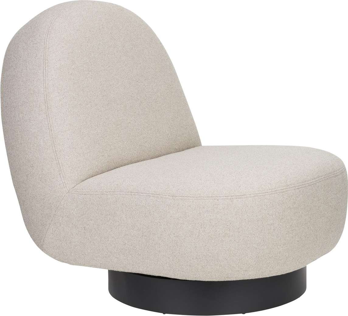 Sort Loungestol Eden Lysgrå Polyester Med Drejebase 8578 Zuiver Lænestol - 8718548099210