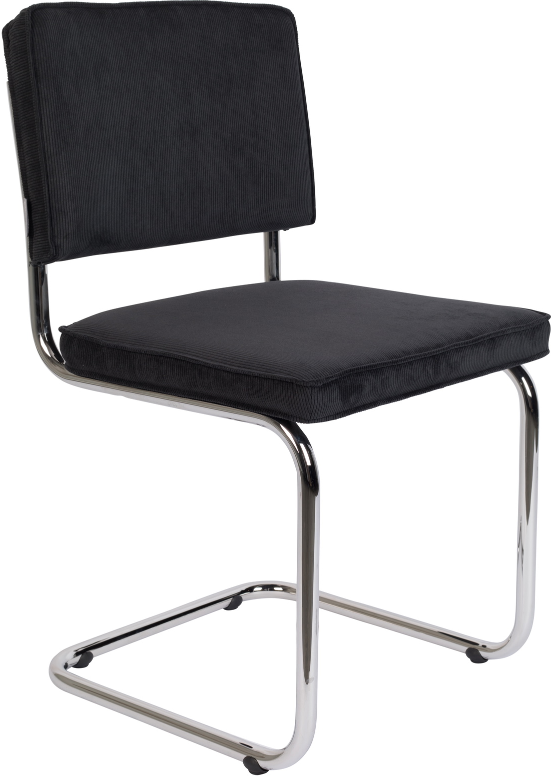 Antracit/Krom Spisebordsstol Ridge Antracit Krom Polstret Stof Ribbet Komfortabel Med Kromstel Zuiver Spisestol - 8718548002753