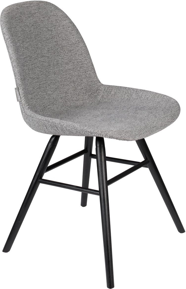 Sort Spisebordsstol Albert Grå Polstret Polyester Med Asketræ Stel Zuiver Spisestol - 8718548050693