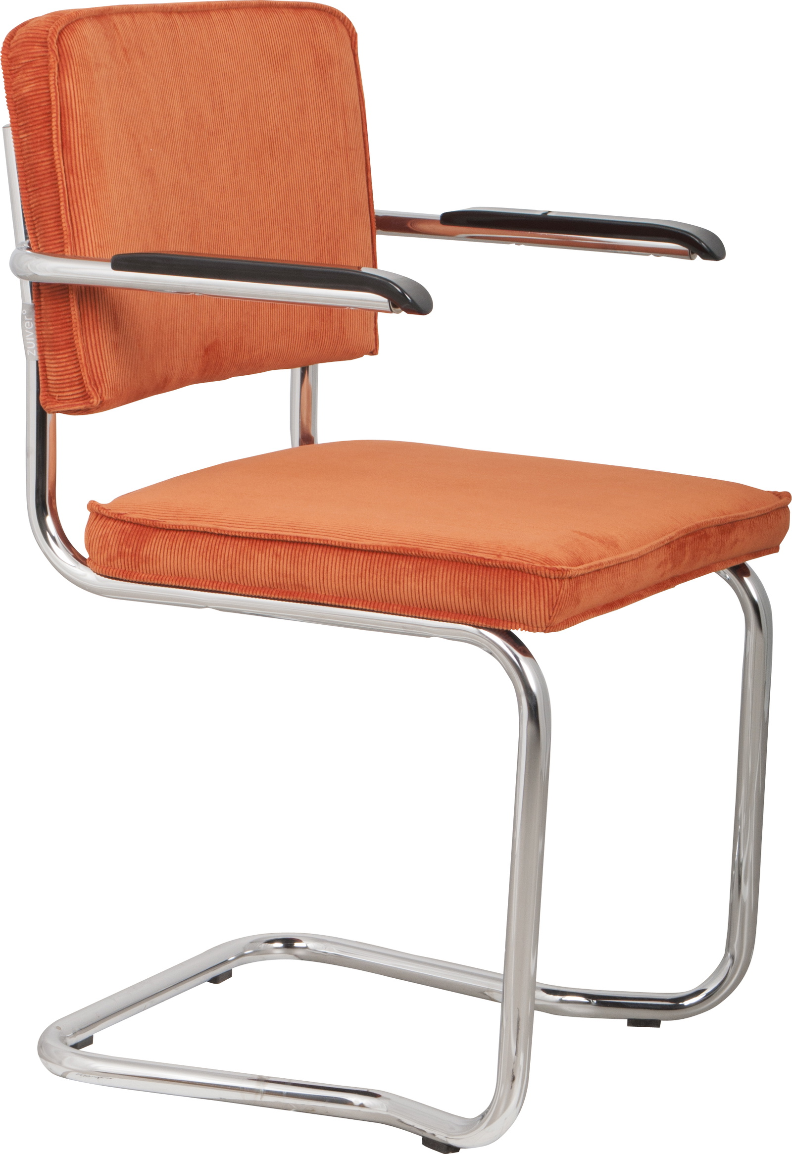 Orange Spisebordsstol Med Armlæn Ridge Polstret Stof Krom Underdel Zuiver Spisestol - 8718548013520