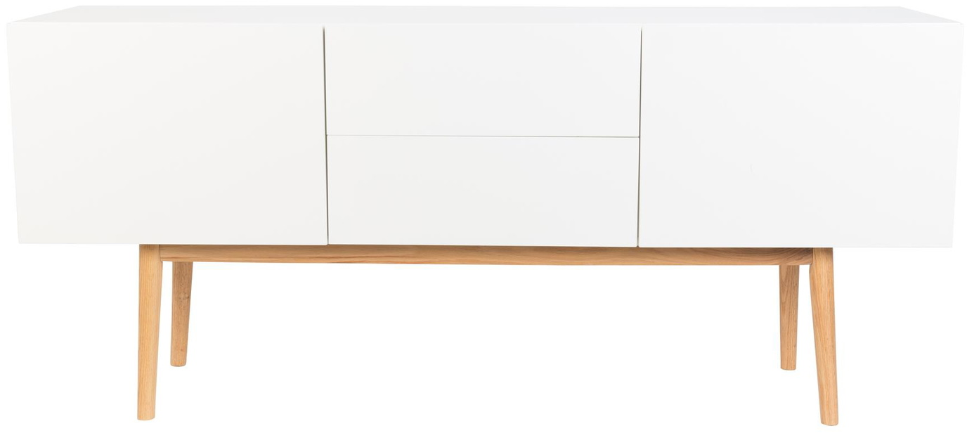 Hvid Wood Offwhite Mdf Med Egetræsunderstel Skuffe 160x40x71 Zuiver Skænk - 8718548018686