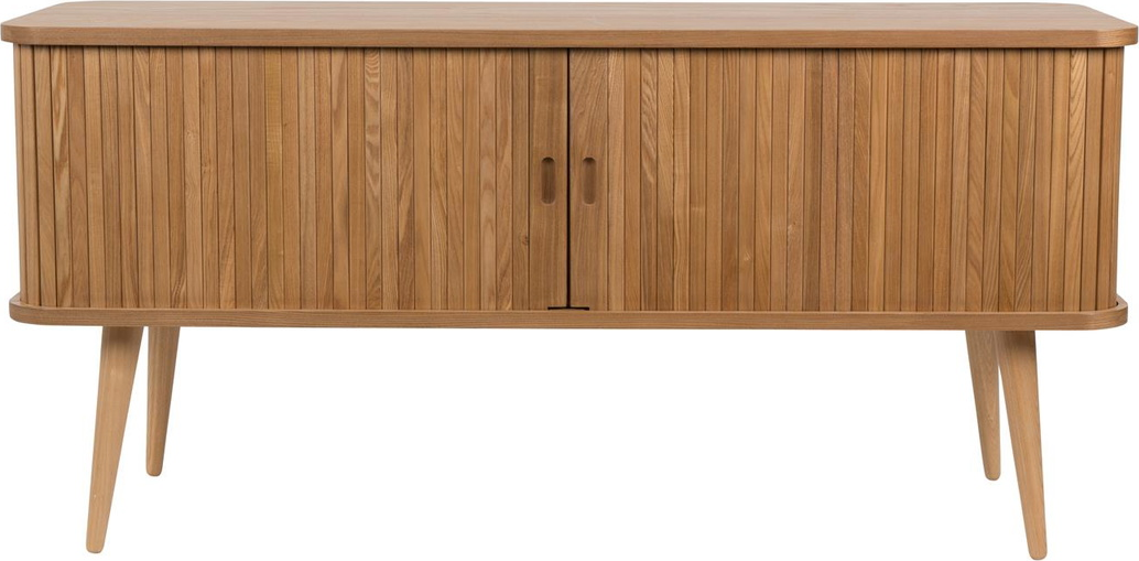 Nougat Barbier Askefinr 5x120x40 Med Skydedøre Glasshylder Zuiver Skænk - 8718548030756
