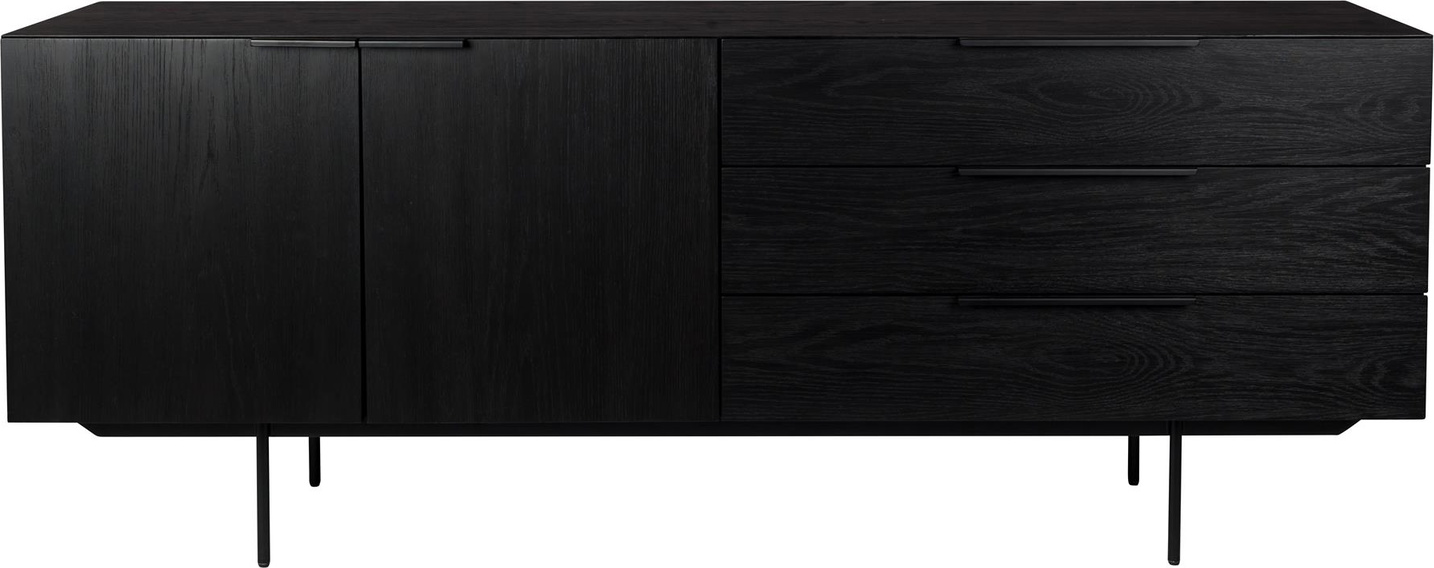Sort Travis Mid Century Modern Kul Egefiner Pulverlakeret Stål H70 5x180x45 Zuiver Skænk - 8718548040038