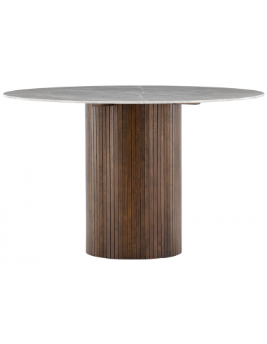 Austin Rundt Asktræ Glas H74 Ø120 Mokka Grå Marmoriseret Spisebord