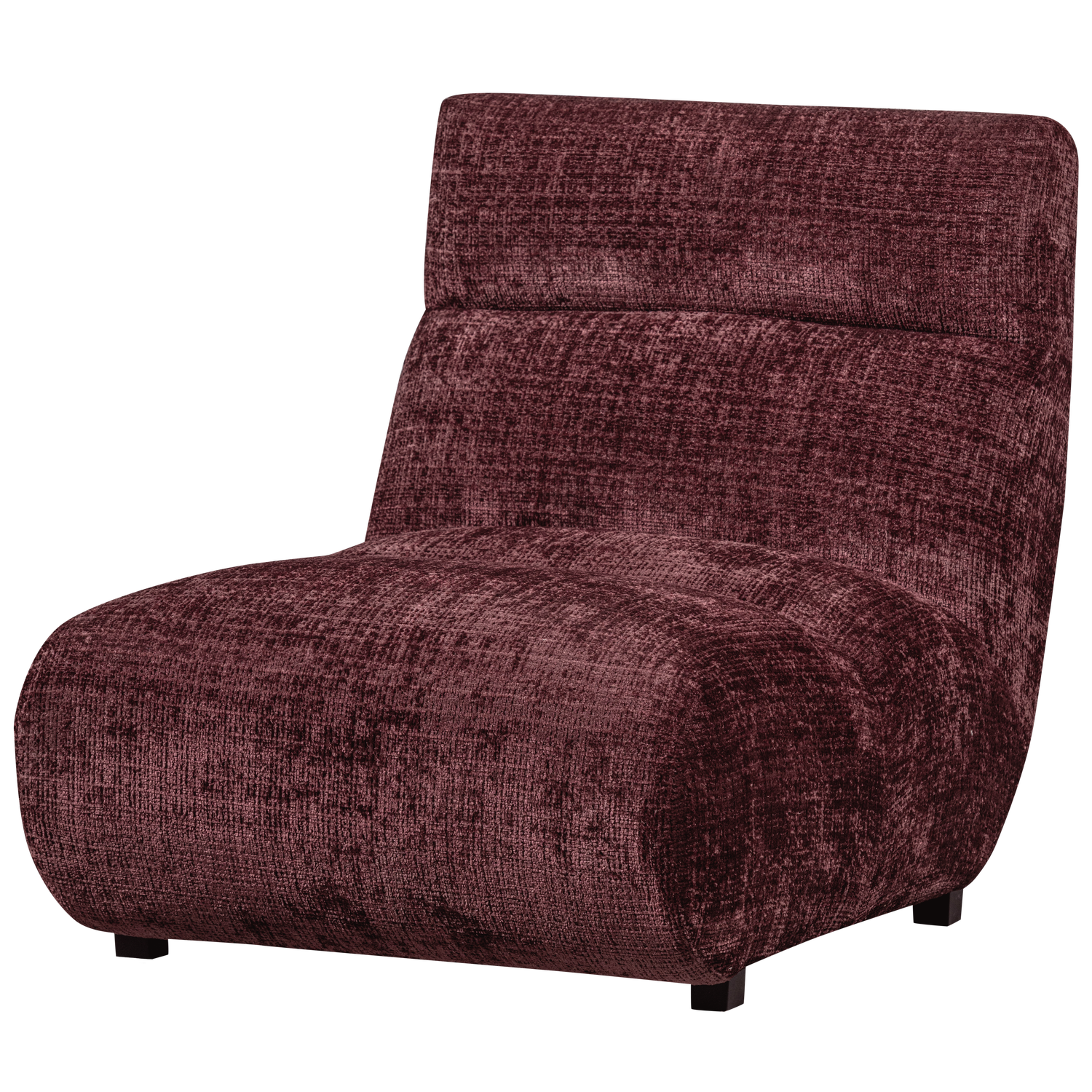 Lilla Observe Aubergine Chenille Polyester Stof Woood Lænestol - 8714713200894