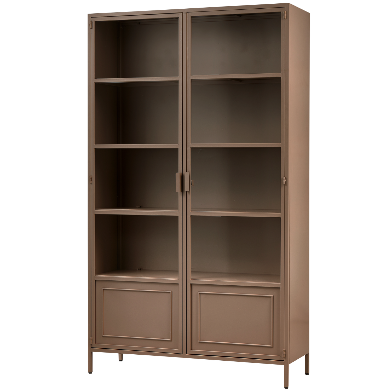 Brun Ronja Låger Hylder Glas Militær Metal Woood Vitrineskab - 8714713197699