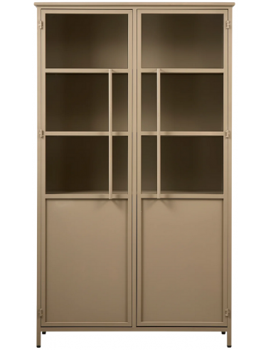 Exhibit Jern Glas H170 B99 D44 Industrielt Khaki Woood Vitrineskab