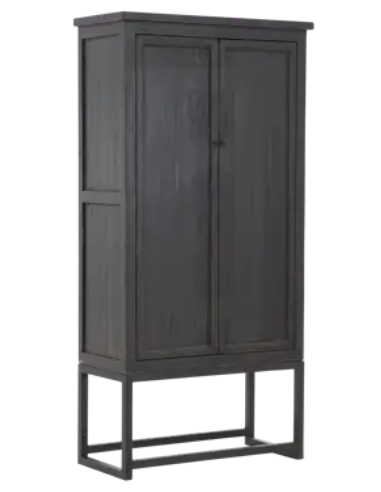 Verbena Metal Genanvendt Fyrretræ H220 B105 D50 Sort Antik Mørkebrun Flamant Vitrineskab