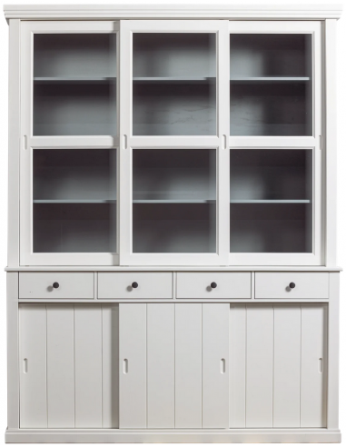Hvid Lagos Fyrretræ Glas H215 B166 D48 Rustik Rustik Grå Woood Vitrineskab