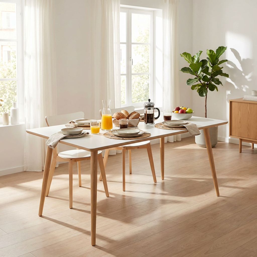Hvid 110 Laminat Med Egeben 150 Spisebord