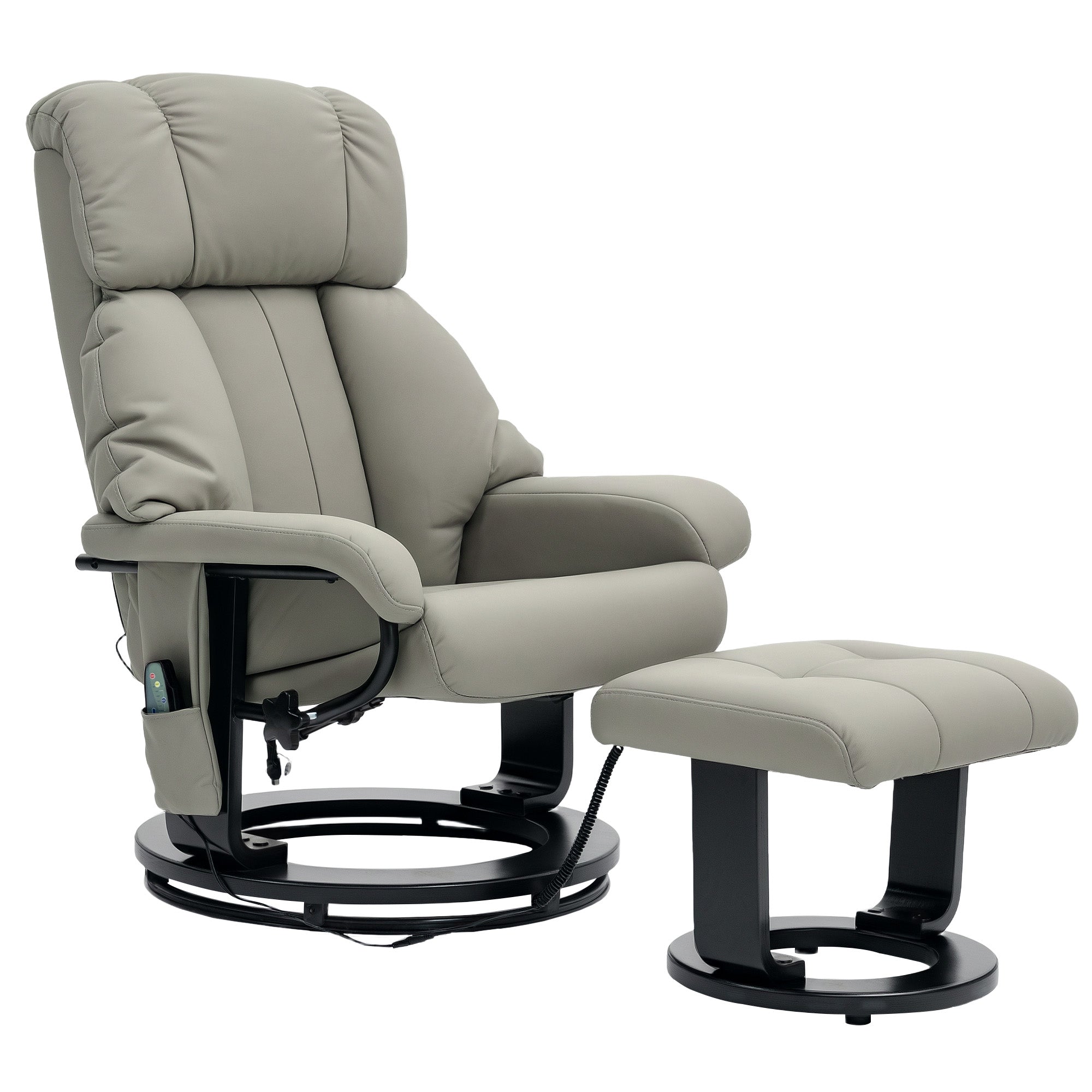 Med Massagefunktion Stol Med Sidelomme Kunstlæder Grå Aosom Lænestol - 4255826804721